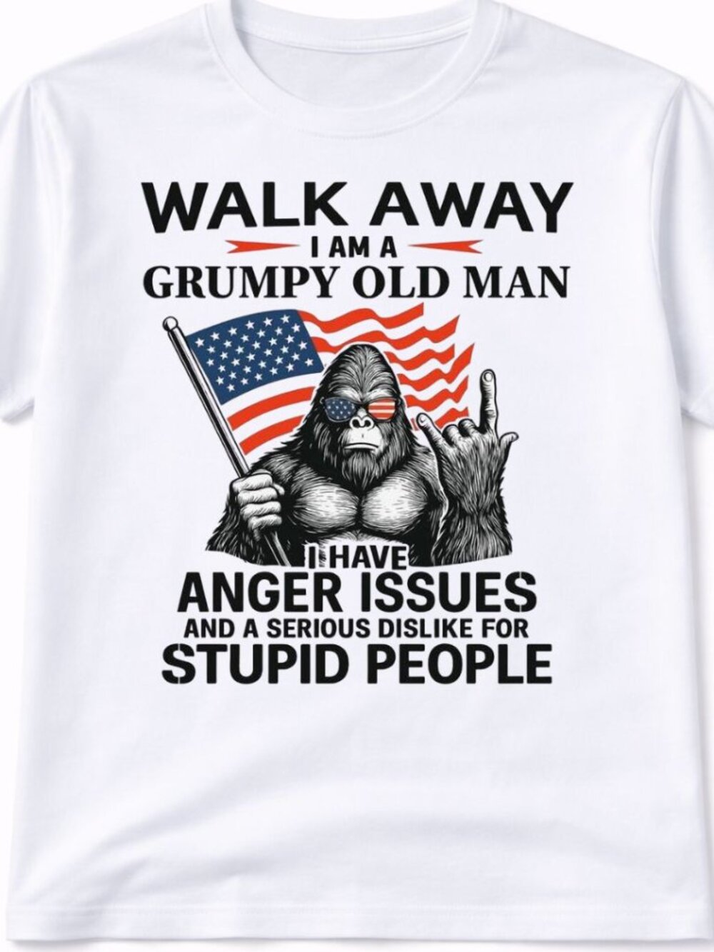Grumpy Old Man Bigfoot Graphic T Shirt Trendy Boutique Style Tee Mens White Tops